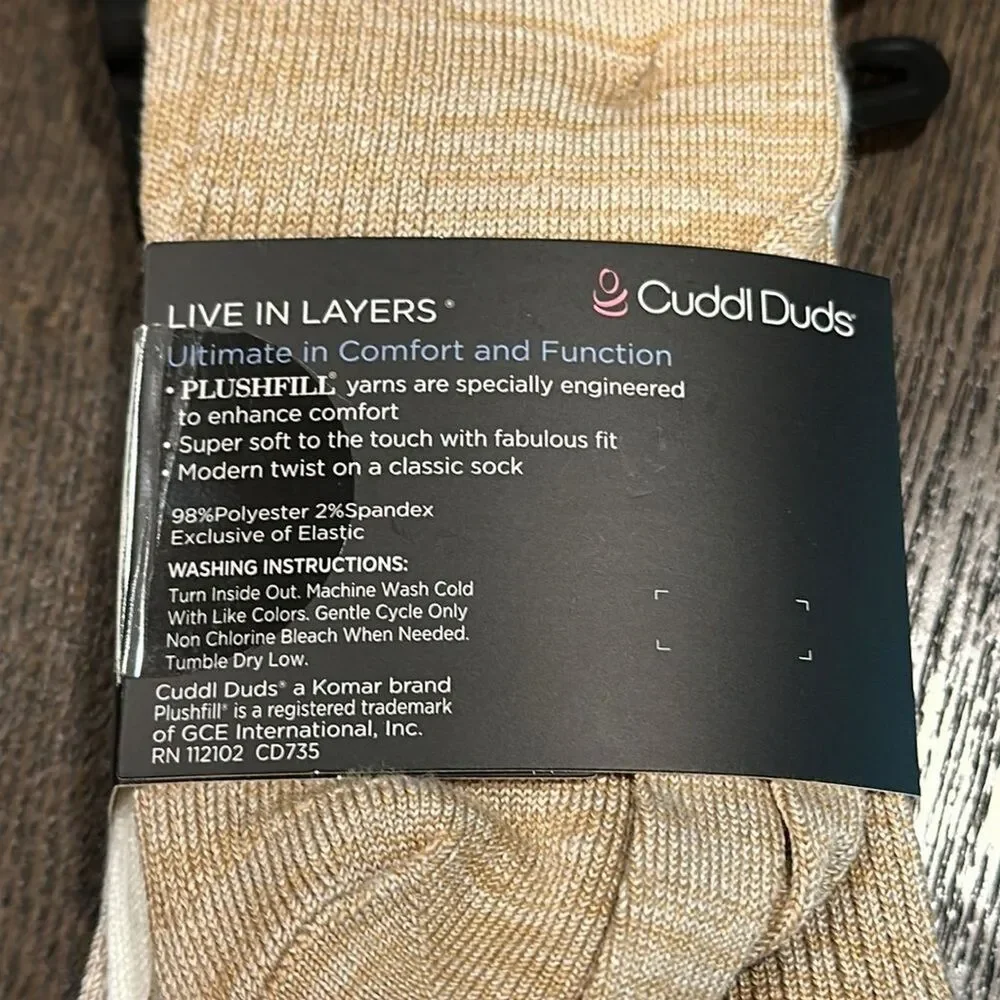 Cuddl Duds Plushfill 3-Pack Midweight Everyday Crew Socks NEW Taupe